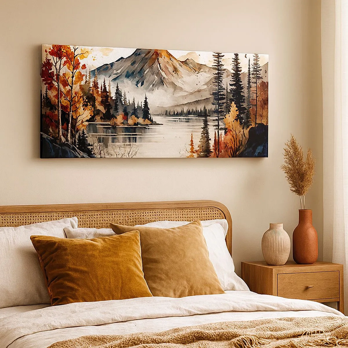 Impression sur toile - Image sur toile - Automne doré dans les montagnes - 100x40 cm