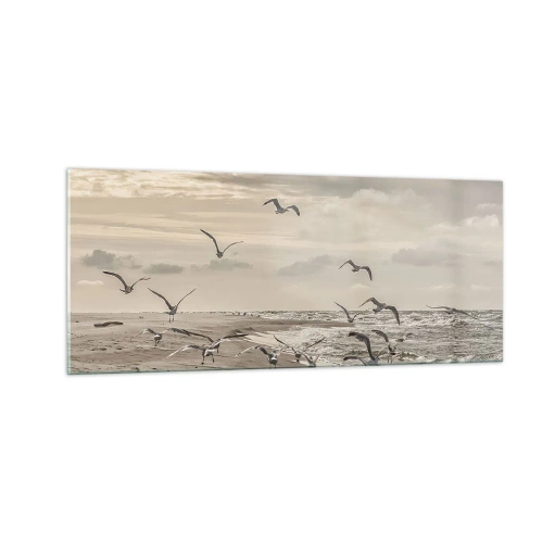 Impression sur verre - Image sur verre - Le bruit de la mer, le chant des oiseaux - 100x40 cm