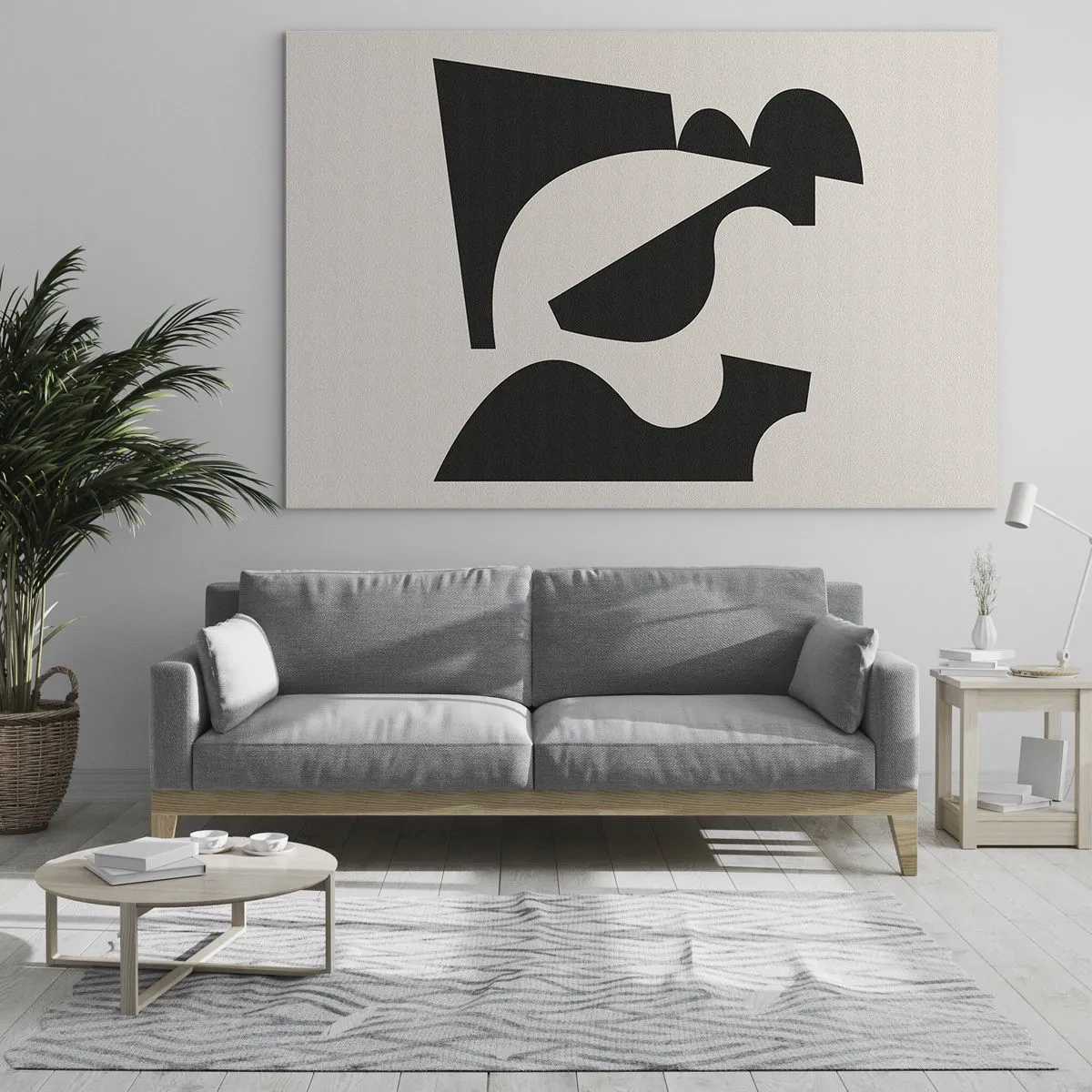 Impression sur verre - Image sur verre - Composition géométrique abstraite en noir et blanc - 120x80cm - À monter soi-même - Décoration murale moderne pour le salon et la chambre ARTTOR
