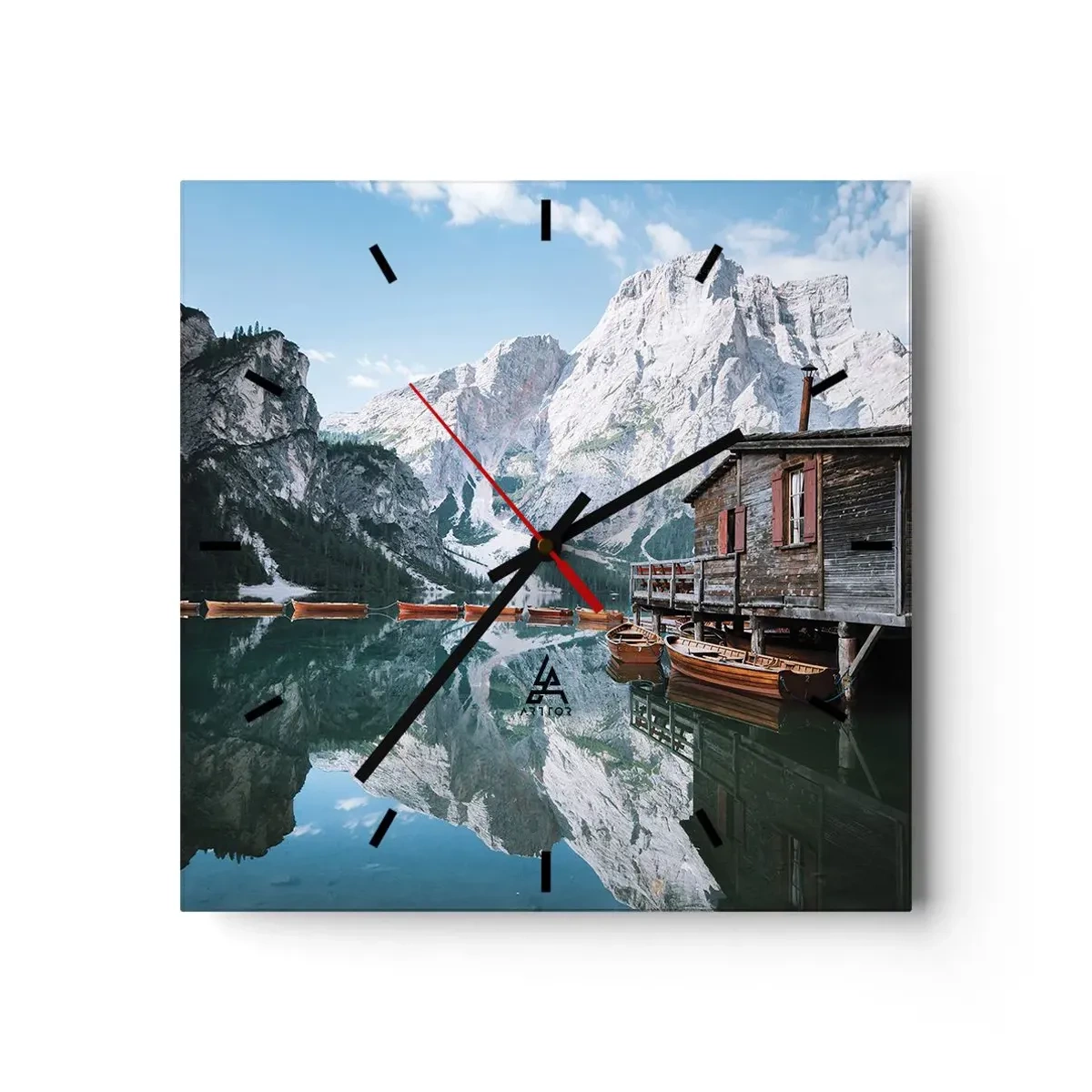 Horloge murale - Pendule murale - Un matin cristallin en montagne - 40x40 cm