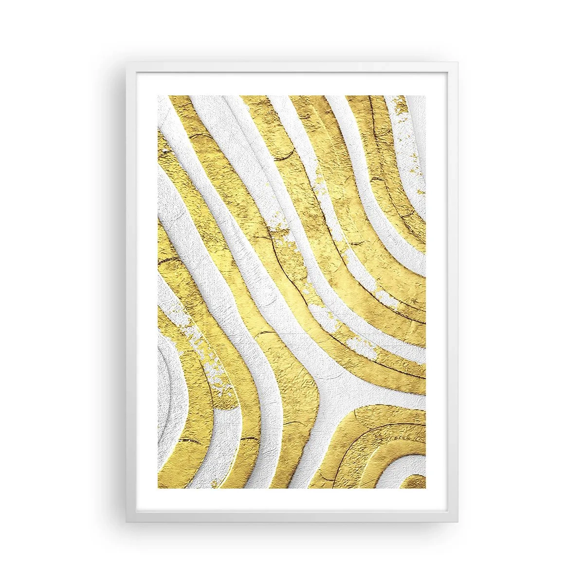 Affiche dans un cadre blanc - Poster - Composition en blanc et or - 50x70 cm