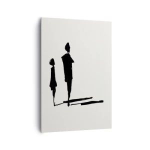 Impression sur toile - Image sur toile - Silhouettes de deux personnes en noir sur fond clair - 70x100cm - Êtes-vous sûr qu'ils sont ensemble ? - Décoration murale moderne pour le salon et la chambre ARTTOR