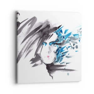 Impression sur toile - Image sur toile - Portrait sensuel en gris et bleu - 40x40 cm