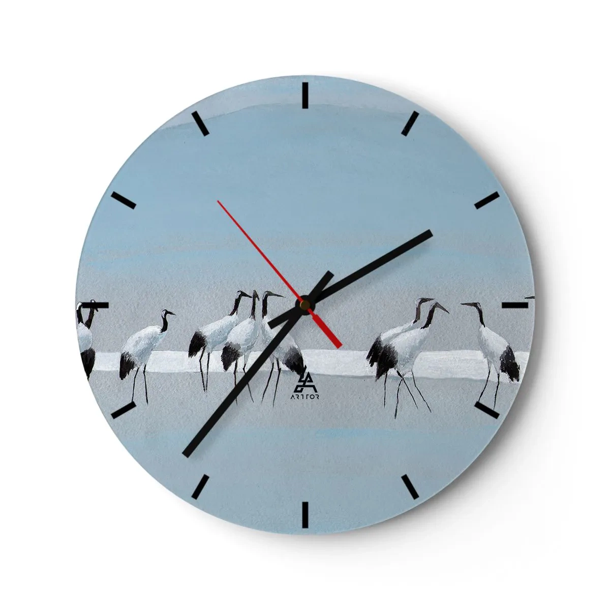 Horloge murale - Pendule murale - Un groupe de grues contre un ciel bleu clair - 30x30cm - Après une chaude journée - Décoration murale moderne pour le salon, la cuisine et la chambre ARTTOR