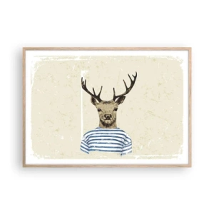 Affiche dans un chêne clair - Poster - Parce que j'aime les chemises rayées - 100x70 cm