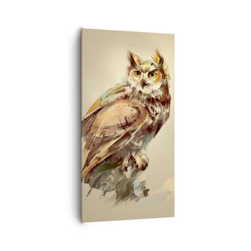 Impression sur toile - Image sur toile - Le hibou le plus intelligent - confirmera la forêt de chênes - 65x120 cm