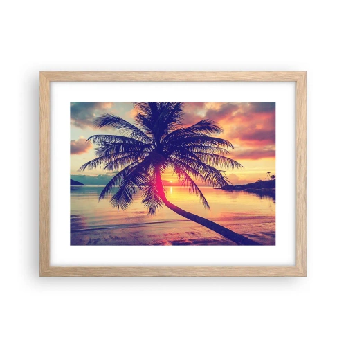 Affiche dans un chêne clair - Poster - Soirée sous les palmiers - 40x30 cm