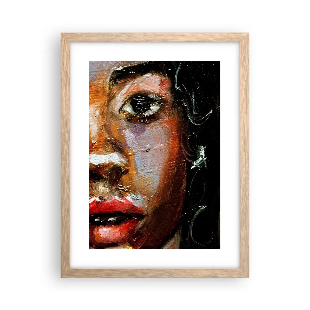 Affiche dans un chêne clair - Poster - Noir et brillant - 30x40 cm