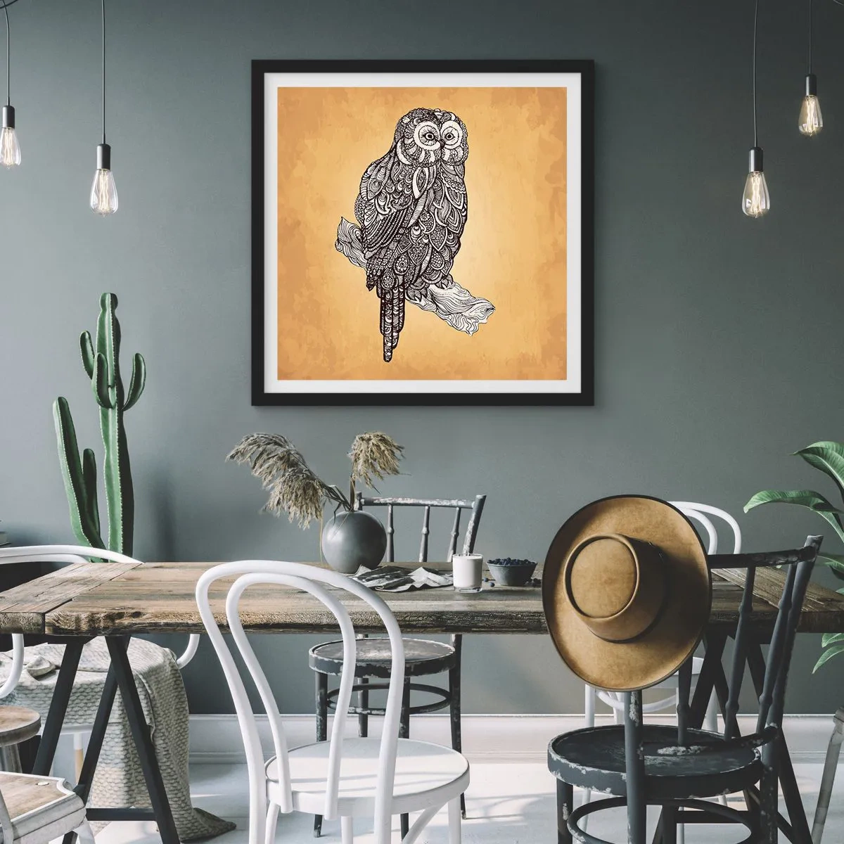 Affiche dans un cadre noir - Poster - Ornements complexes de sagesse - 40x40 cm