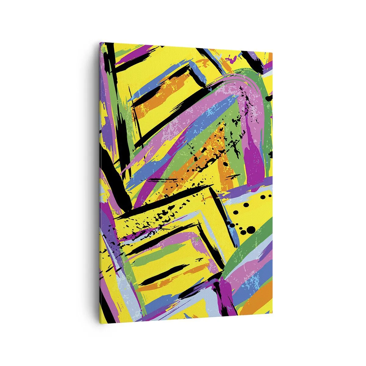 Impression sur toile - Image sur toile - Abstraction vivante aux couleurs vives et aux formes dynamiques - 70x100cm - Jusqu'à ce qu'il crie de joie - Décoration murale moderne pour le salon et la chambre ARTTOR