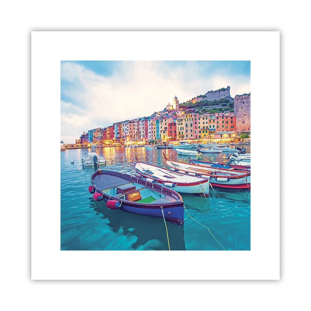 Affiche - Poster - Soirée colorée au port - 30x30 cm