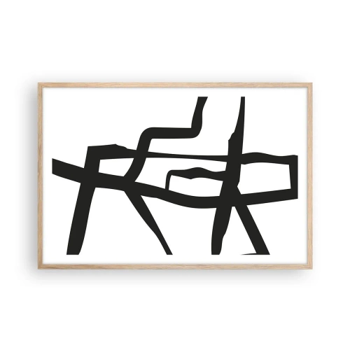 Affiche dans un chêne clair - Poster - Conception noir et blanc - 91x61 cm