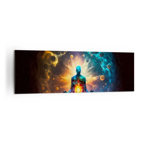 Impression sur toile - Image sur toile - Une figure en méditation entourée d'une aura cosmique - 160x50cm - Paix cosmique - Décoration murale moderne pour le salon et la chambre ARTTOR