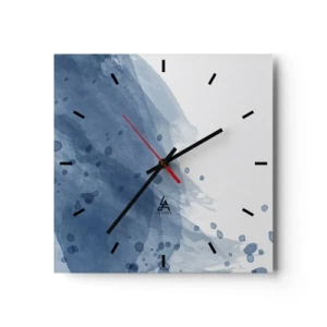 Horloge murale - Pendule murale - Taches et stries abstraites dans des tons de bleu - 30x30cm - Tulle bleu - Décoration murale moderne pour le salon et la chambre ARTTOR