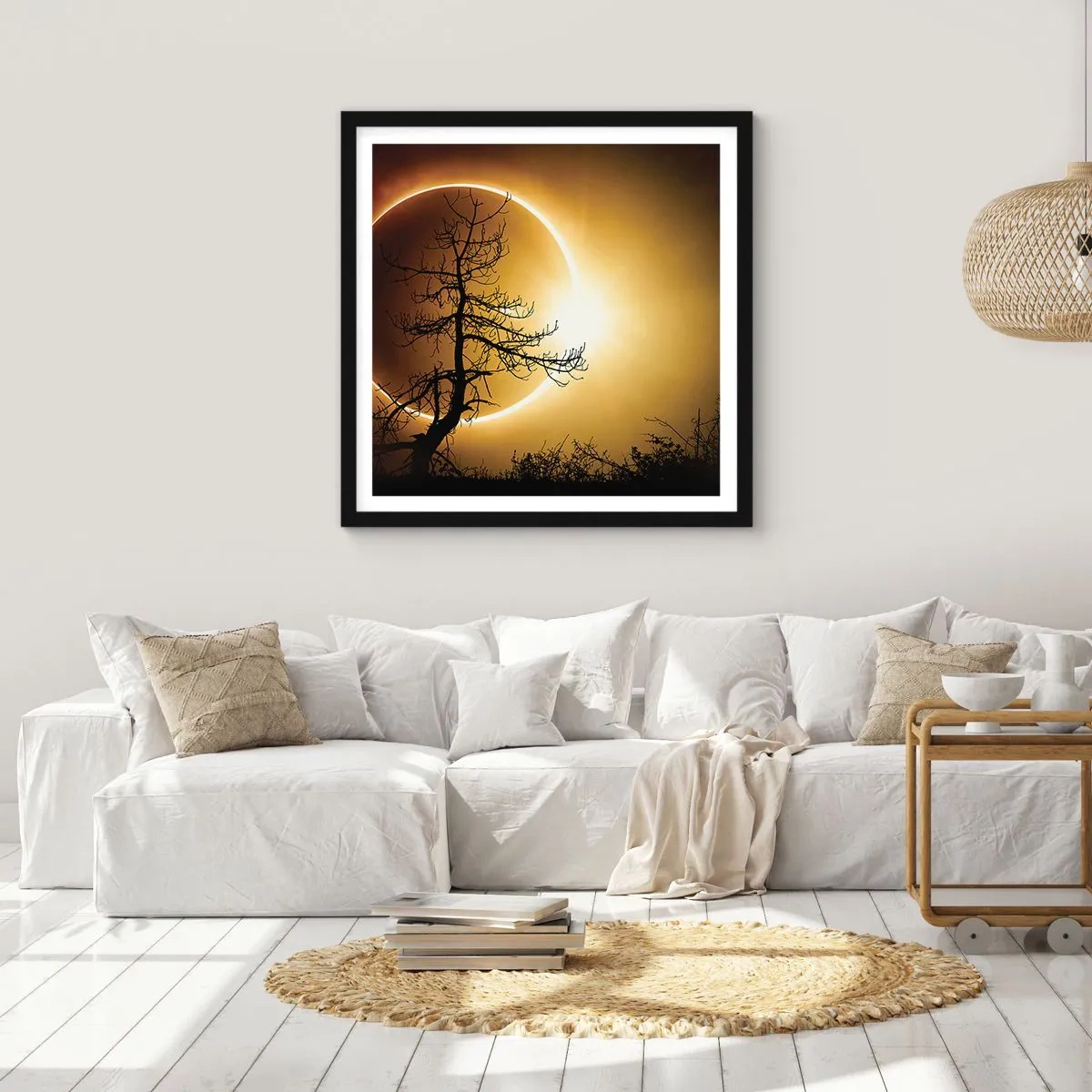 Affiche dans un cadre noir - Poster - Éclipse totale - 60x60 cm