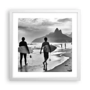 Affiche dans un cadre blanc - Poster - Samba sur une vague - 40x40 cm