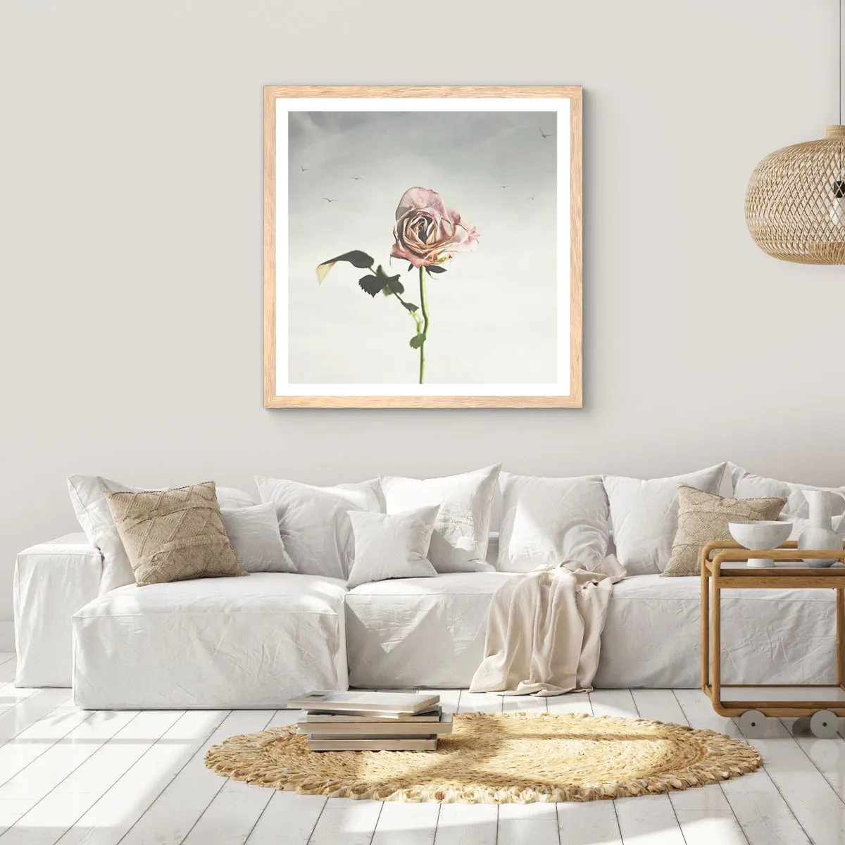 Affiche dans un chêne clair - Poster - Bonjour de printemps - 40x40 cm