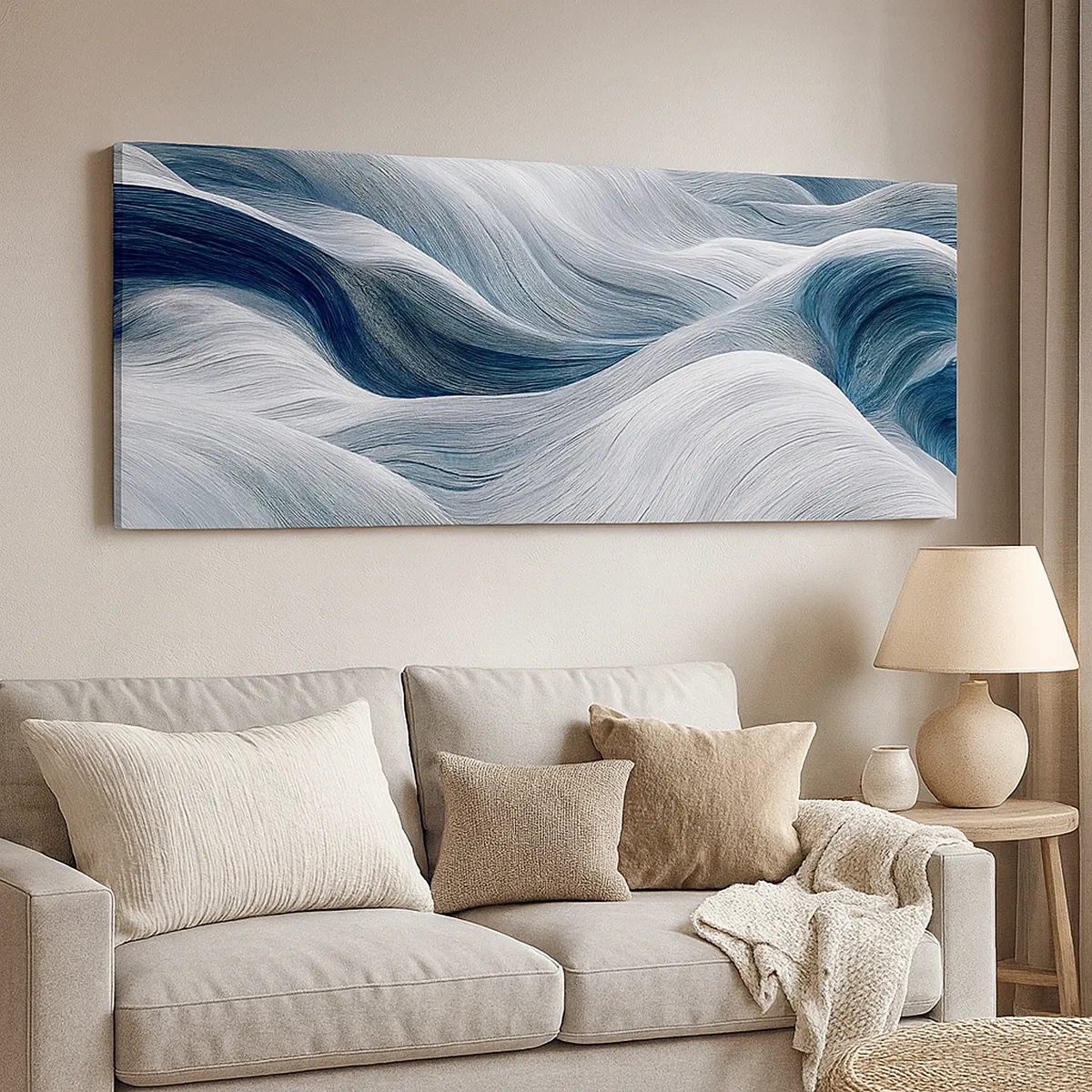 Impression sur toile - Image sur toile - Vagues blanches et bleues - 30x30 cm
