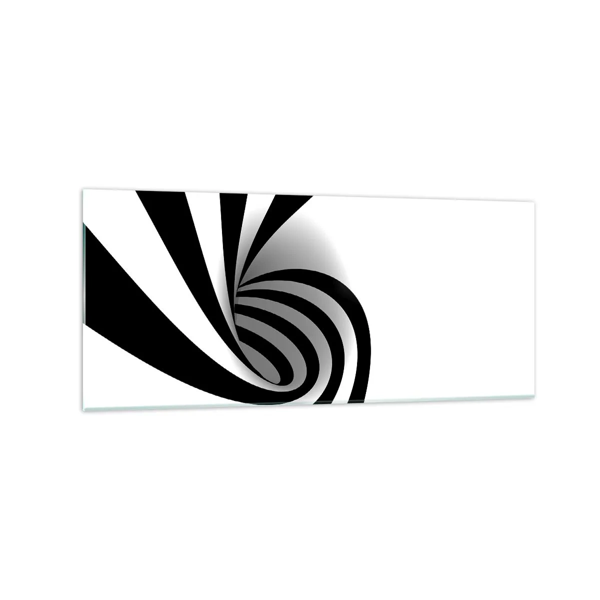 Impression sur verre - Image sur verre - Vortex optique abstrait en noir et blanc - 120x50cm - Et pourtant ça tourne - Décoration murale moderne pour le salon et la chambre ARTTOR