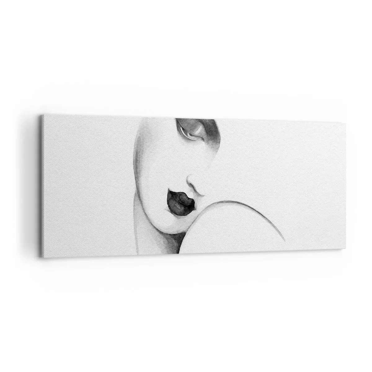 Impression sur toile - Image sur toile - Un portrait subtil d'une femme dans un style monochrome - 120x50cm - Dans le style de Lempicka - Décoration murale moderne pour le salon et la chambre ARTTOR
