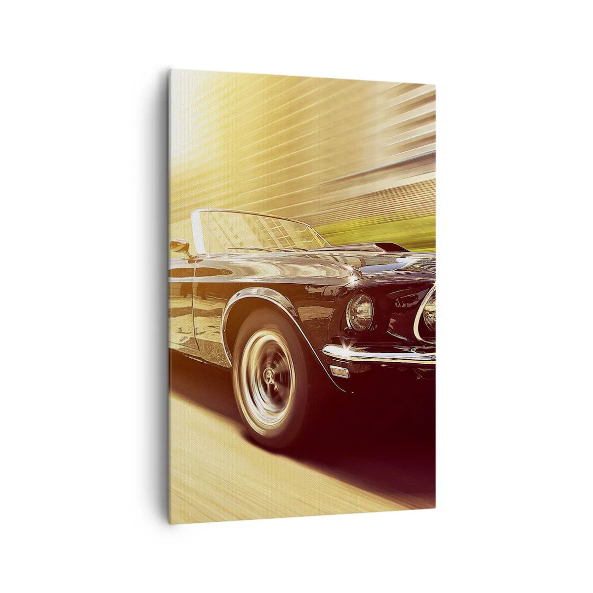 Impression sur toile - Image sur toile - Une voiture classique en mouvement dans un décor urbain - 80x120cm - 1967 - le retour de la légende - Décoration murale moderne pour le salon et la chambre ARTTOR