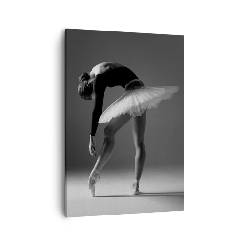 Impression sur toile - Image sur toile - Une ballerine dans une pose élégante sur un fond noir et blanc - 50x70cm - Belle ballerine - Décoration murale moderne pour le salon et la chambre ARTTOR