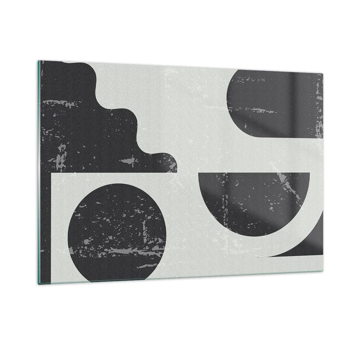 Impression sur verre - Image sur verre - Graphiques géométriques abstraits avec abrasions - 120x80cm - Composition dessus et dessous - Décoration murale moderne pour le salon et la chambre ARTTOR