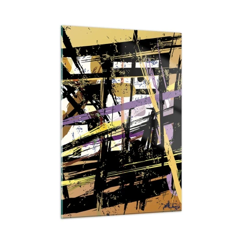 Impression sur verre - Image sur verre - Composition géométrique abstraite aux lignes nettes - 50x70cm - Une coupe nette - Décoration murale moderne pour le salon et la chambre ARTTOR