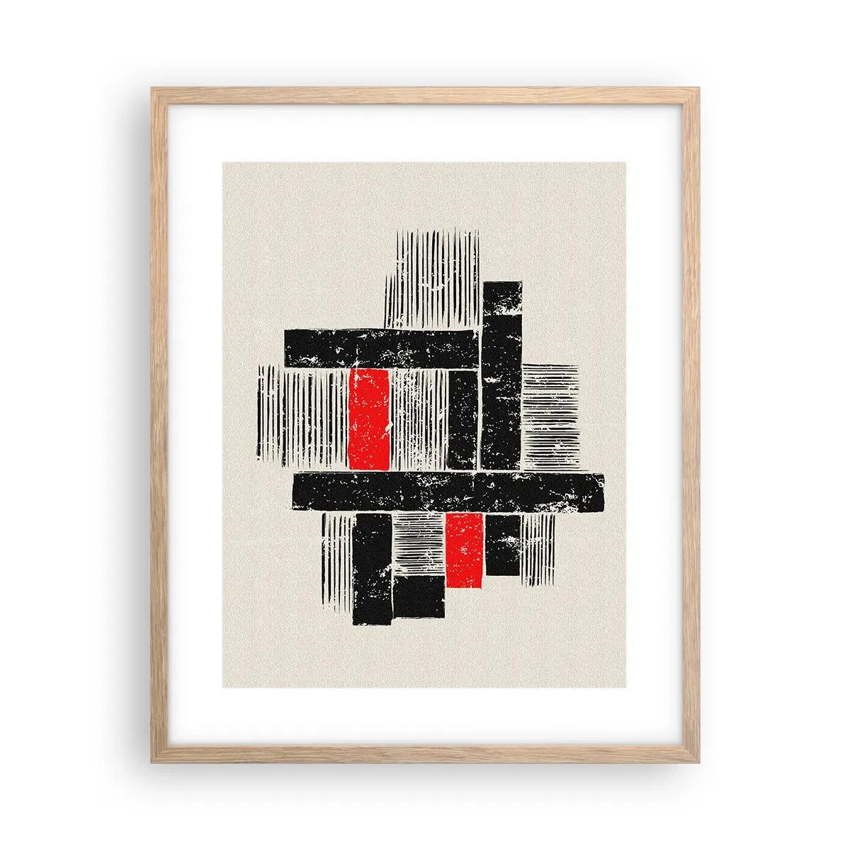 Affiche dans un chêne clair - Poster - En rouge et noir - 40x50 cm