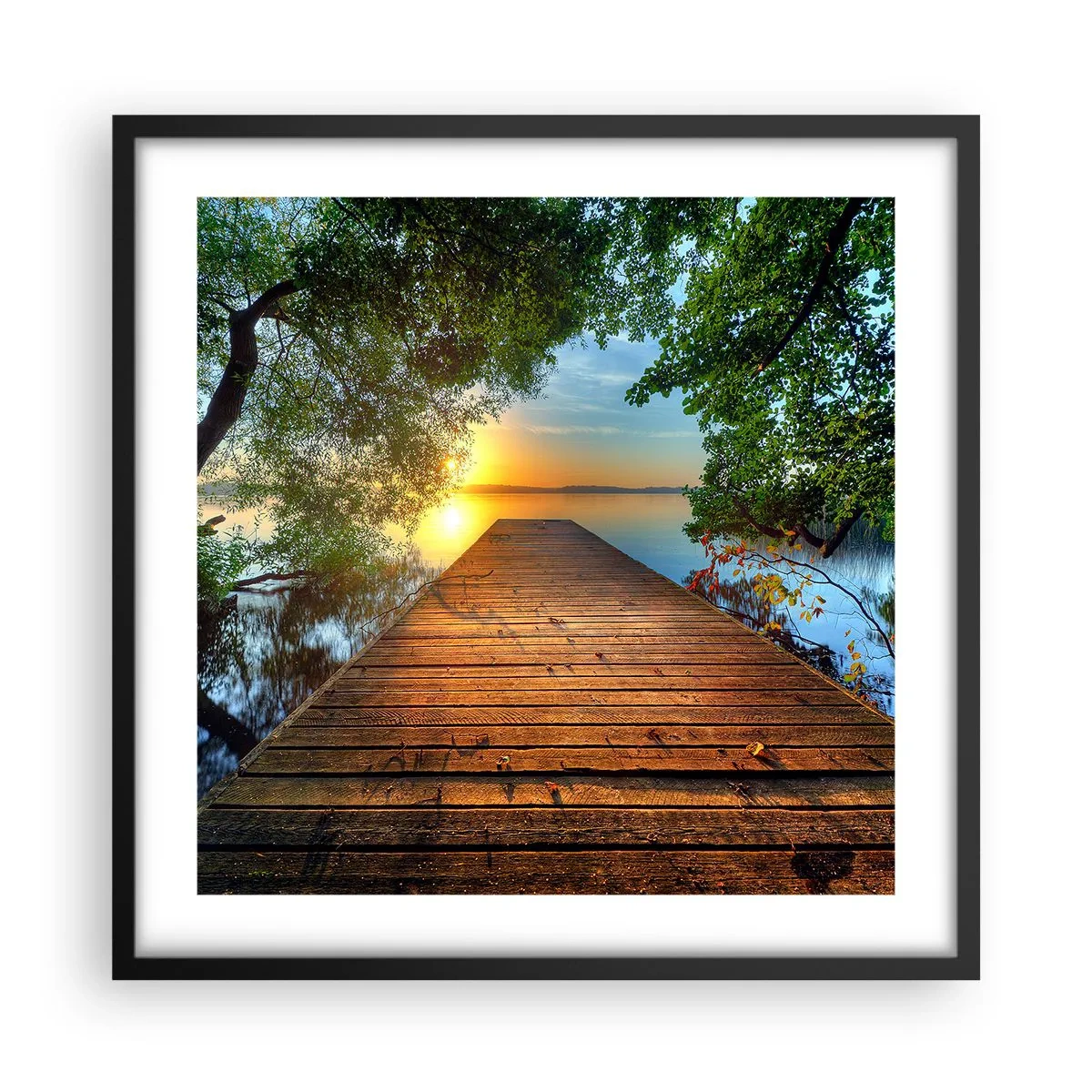 Affiche dans un cadre noir - Poster - Prenez votre temps, asseyez-vous - 50x50 cm