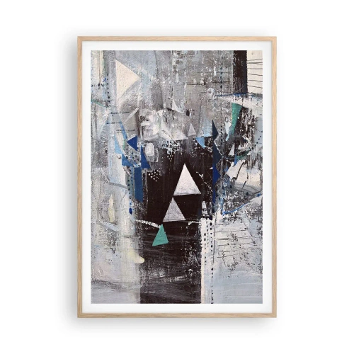 Affiche dans un chêne clair - Poster - Ordre prioritaire des triangles - 70x100 cm
