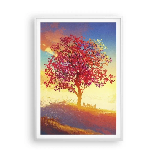 Affiche dans un cadre blanc - Poster - Pèlerin à destination - 70x100 cm