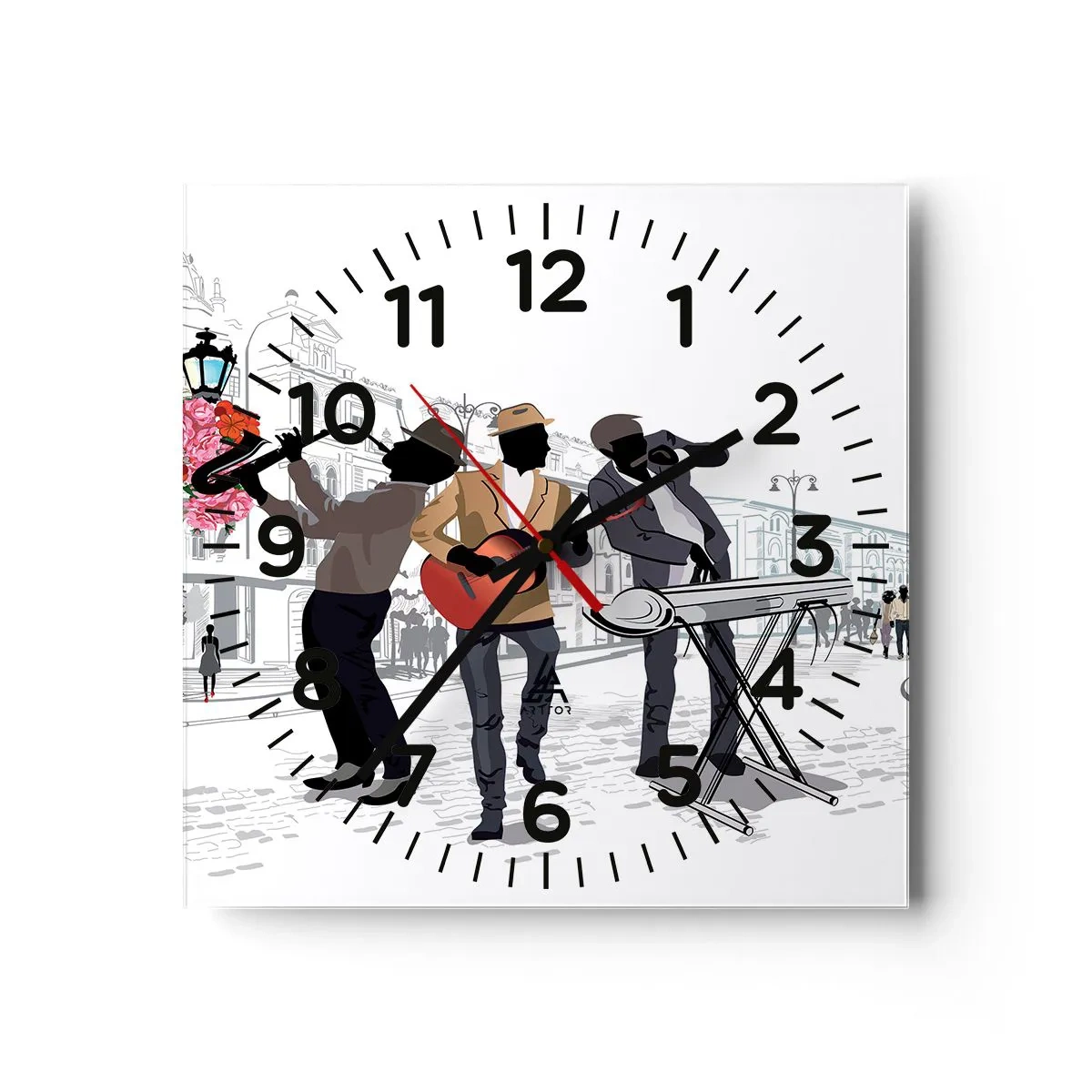 Horloge murale - Pendule murale - Musique de rue - 40x40 cm