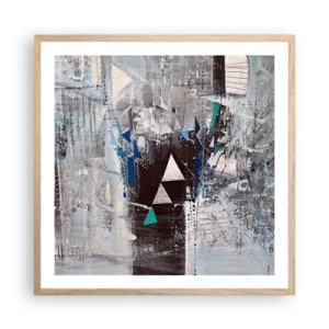 Affiche dans un chêne clair - Poster - Ordre prioritaire des triangles - 60x60 cm