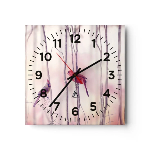 Horloge murale - Pendule murale - Conte de la forêt rose - 30x30 cm