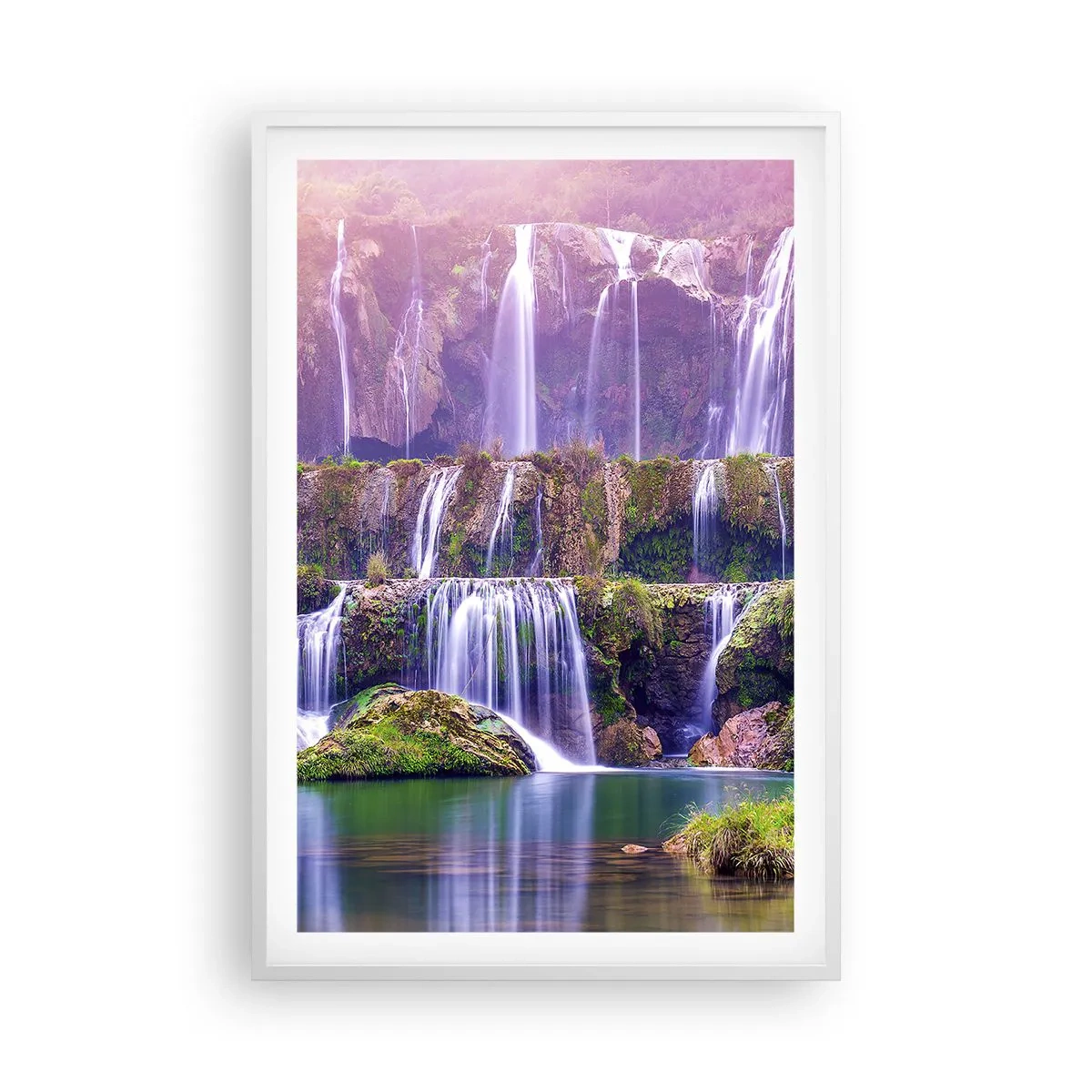 Affiche dans un cadre blanc - Poster - Escalier vers le ciel - 61x91 cm