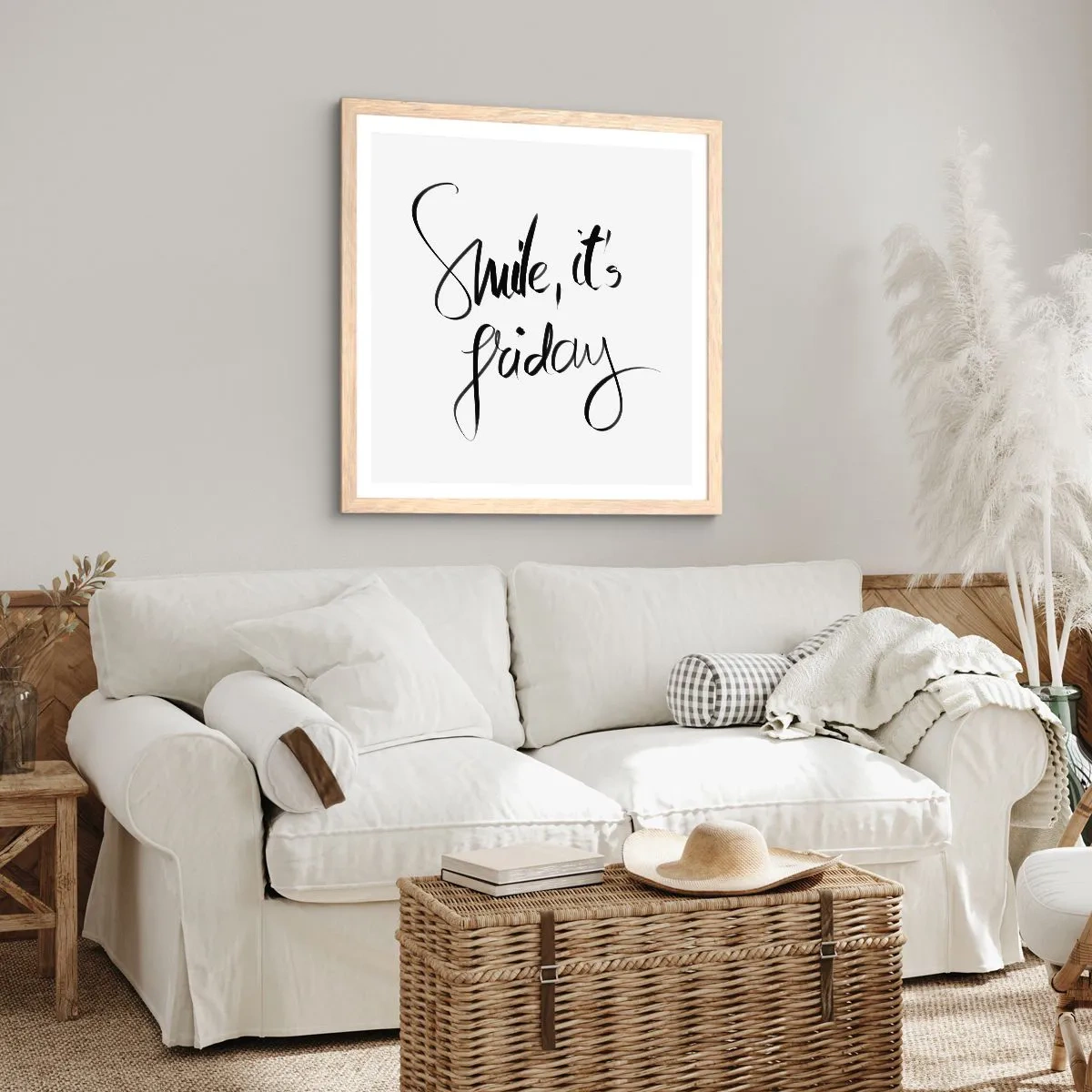 Affiche dans un chêne clair - Poster - Joie réelle - 30x30 cm