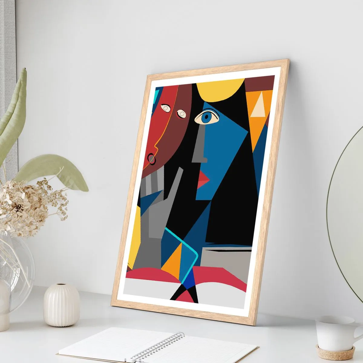 Affiche dans un chêne clair - Poster - Une conversation entre cubistes - 70x100 cm