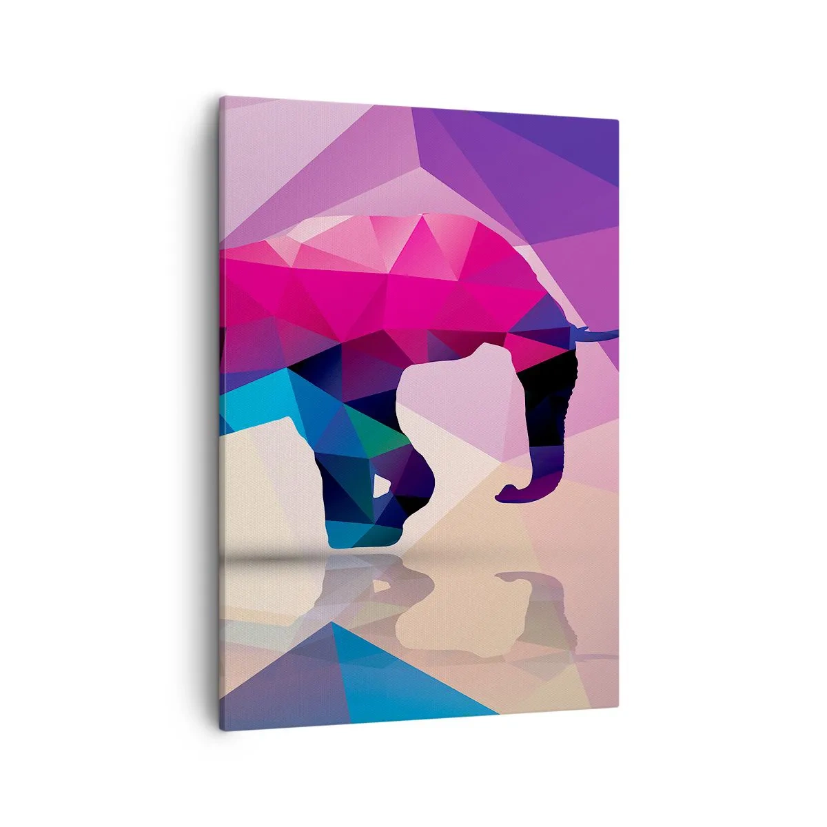 Impression sur toile - Image sur toile - Silhouette géométrique d'un éléphant aux couleurs vives - 50x70cm - Dinosaure en cristal - Décoration murale moderne pour le salon et la chambre ARTTOR