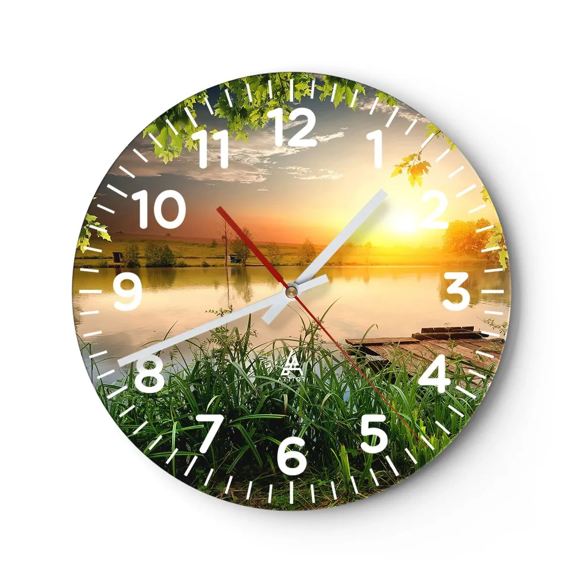 Horloge murale - Pendule murale - Paysage dans un cadre verdoyant - 40x40 cm