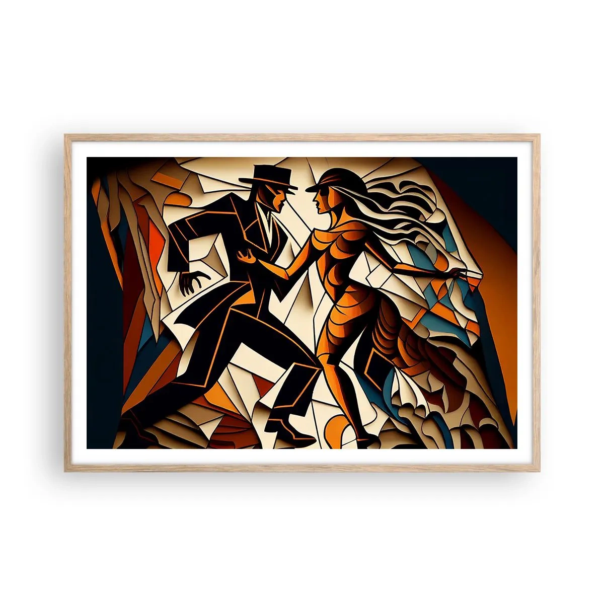 Affiche dans un chêne clair - Poster - Danse de passion et de volupté - 100x70 cm