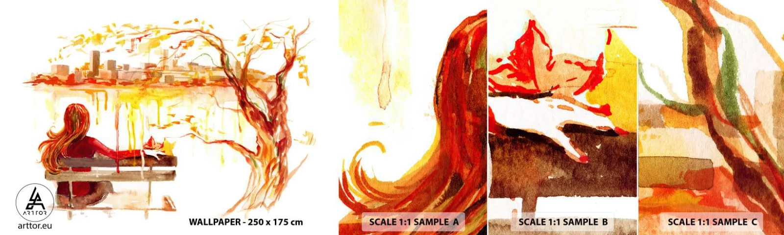 Échantillon de Papier Peint Autocollant Deluxe Sticker - Un moment de réflexion - Paysage, Ville, Architecture - 100x30 cm