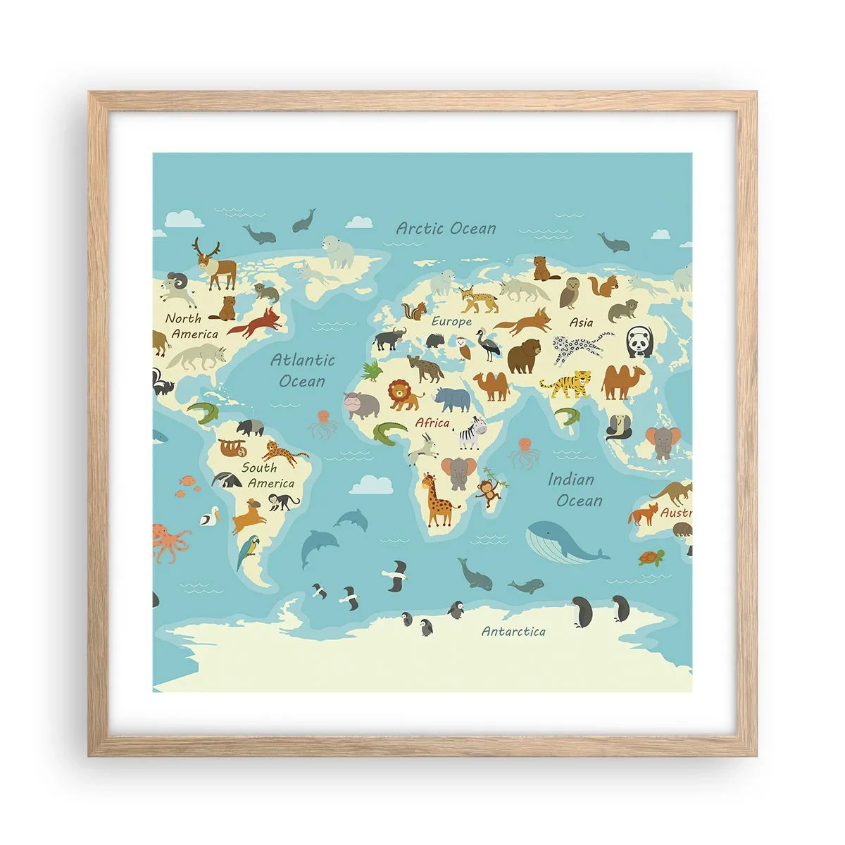 Affiche dans un chêne clair - Poster - De bons voisins - 50x50 cm