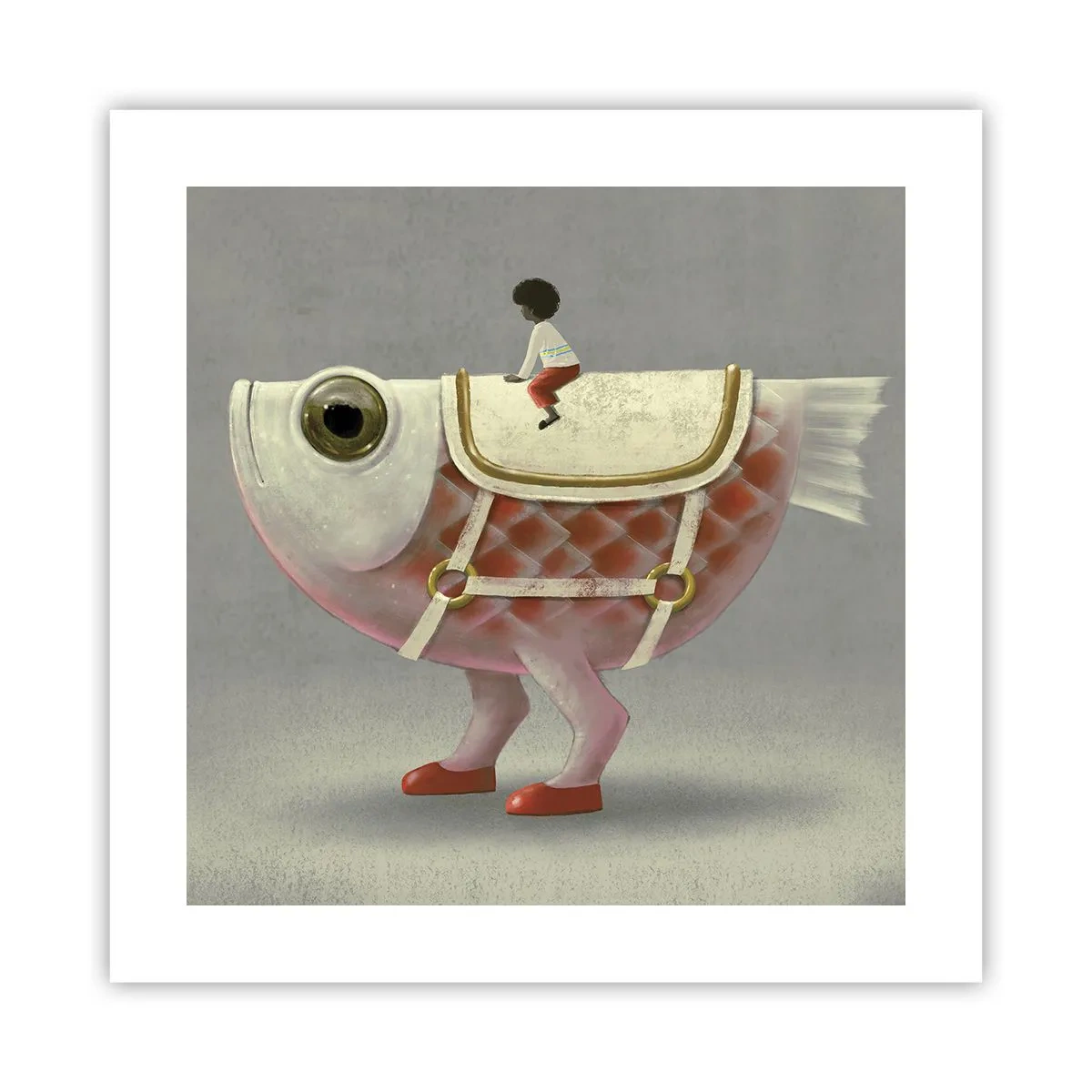 Affiche - Poster - Le cavalier poisson - 40x40 cm