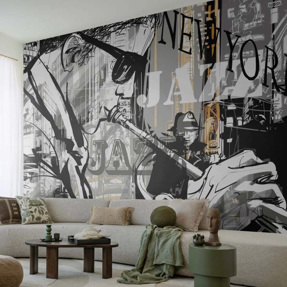 Papier Peint Photo Premium Canvas - Au rythme de New York - New York, Musique, le jazz - 400x280 cm