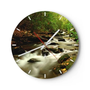 Horloge murale - Pendule murale - Un ruisseau forestier entouré de verdure - 30x30cm - Comme de l'argent liquide - Décoration murale moderne pour le salon, la cuisine et la chambre ARTTOR