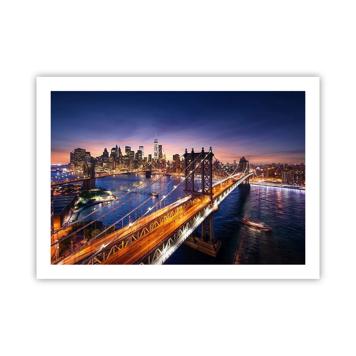 Affiche - Poster - Un pont lumineux au cœur de la ville - 70x50 cm