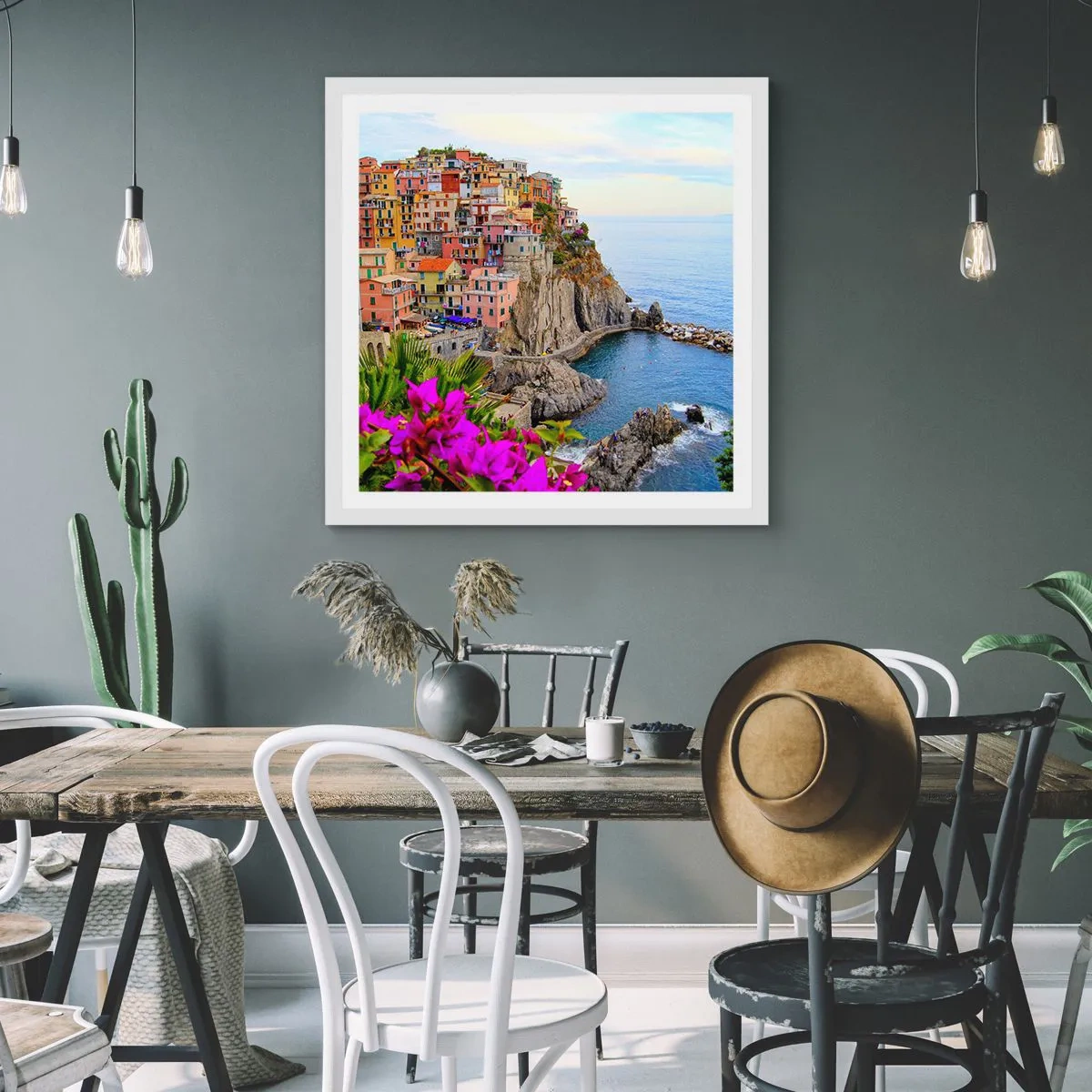 Affiche dans un cadre blanc - Poster - La ville qui rit - 30x30 cm