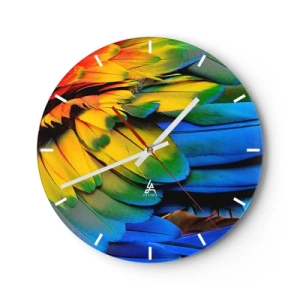 Horloge murale - Pendule murale - Les plumes vibrantes d'un oiseau tropical - 30x30cm - Oiseau de paradis - Décoration murale moderne pour le salon, la cuisine et la chambre ARTTOR