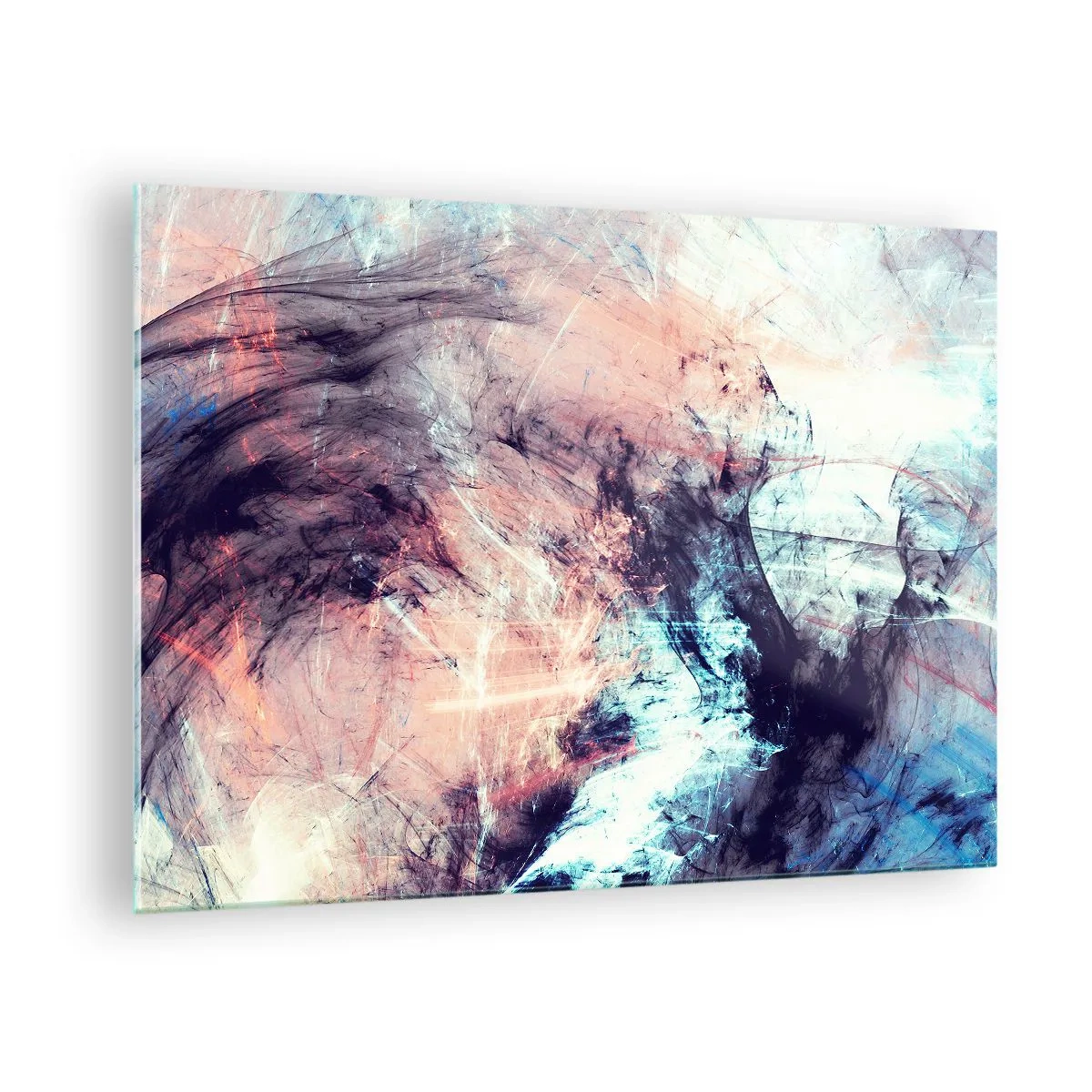 Impression sur verre - Image sur verre - Un mélange abstrait de couleurs dans des tons pastel et sombres. - 70x50cm - Sentir le vent - Décoration murale moderne pour le salon et la chambre ARTTOR